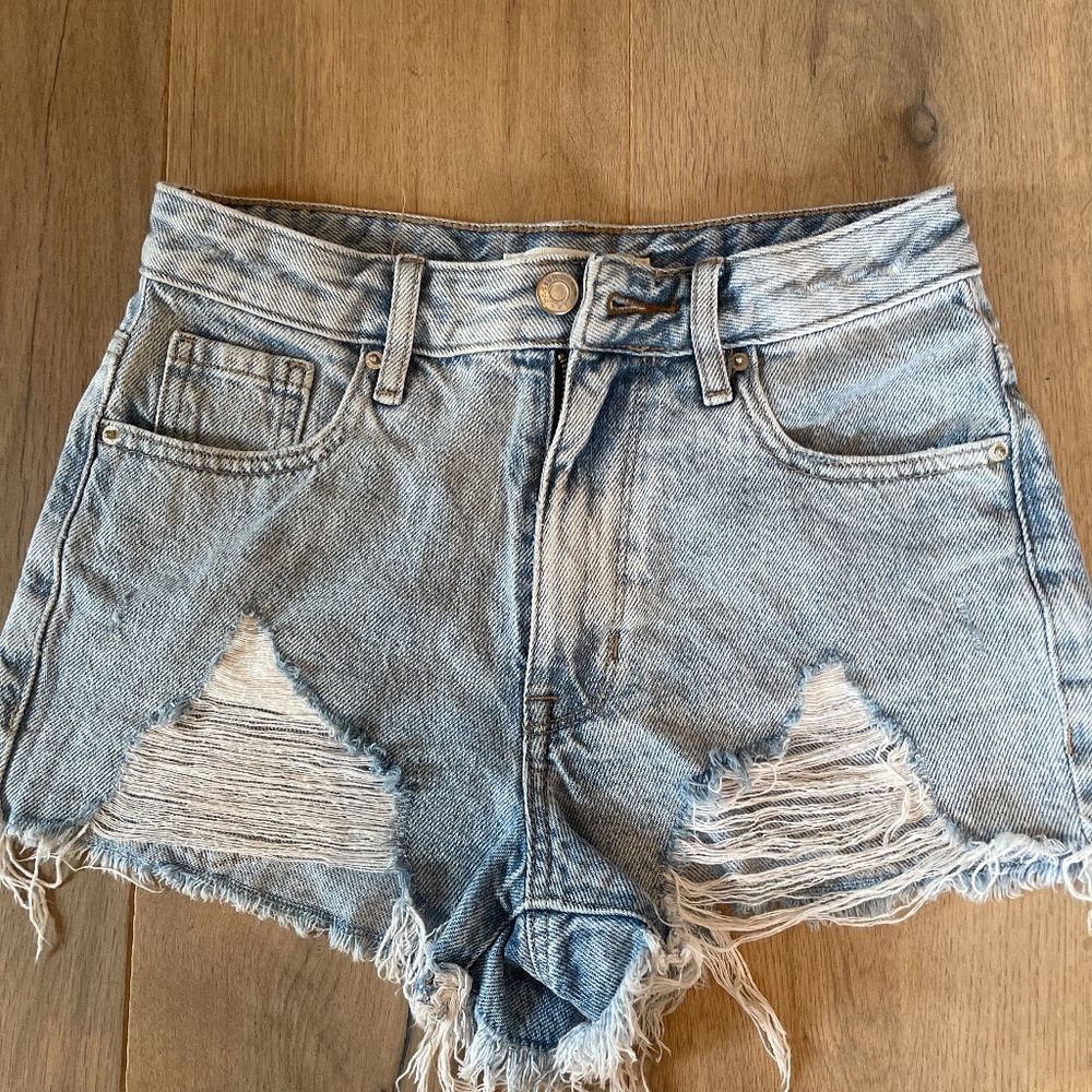 Pacsun light blue distressed denim shorts